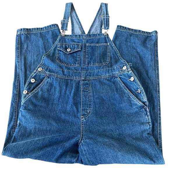 VTG 90s Y2K Xhilaration Cotton Denim Bib Overalls Medium Wash Pockets GUC Medium - Picture 3 of 9